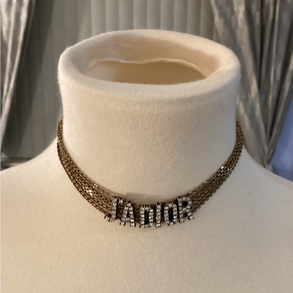 Christian Dior Crystal J'ADIOR Gold Chain Choker Necklace